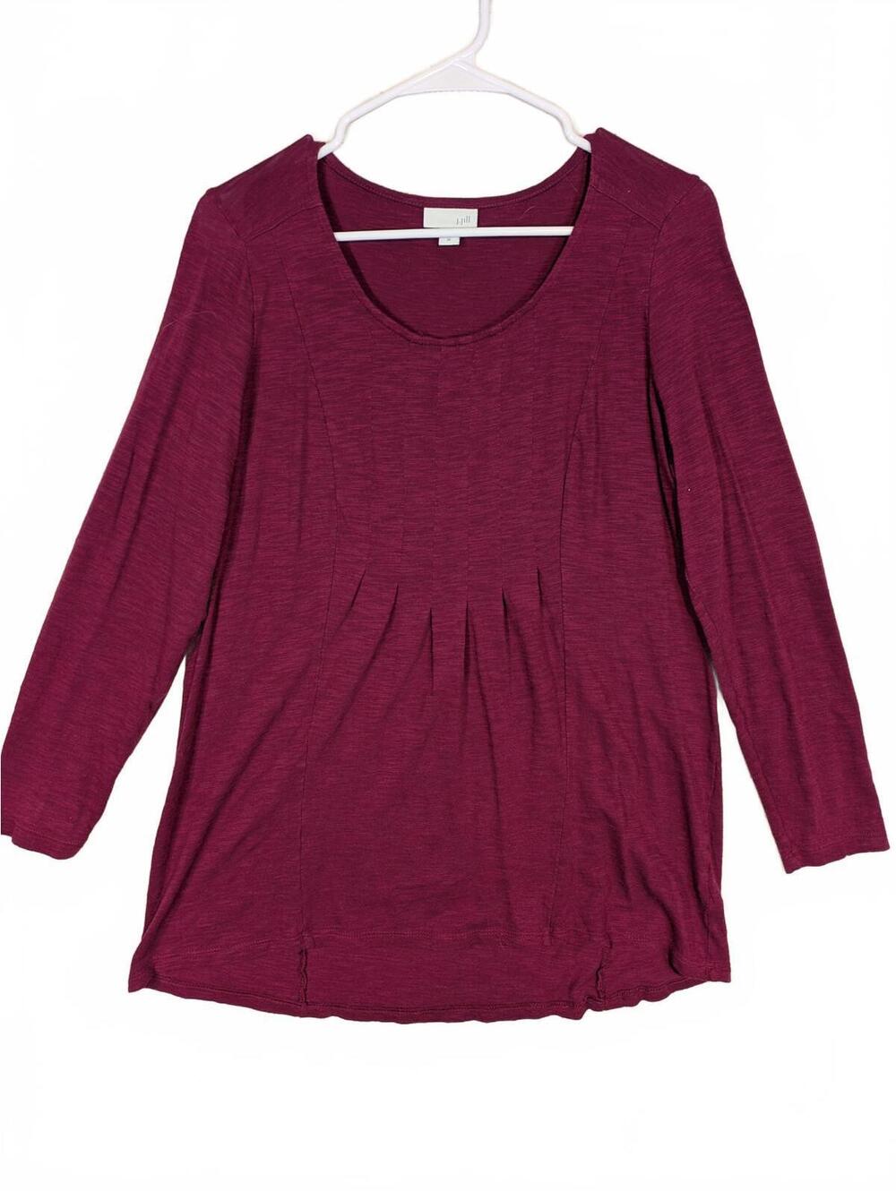 J.Jill Pleated Scoop Neck Long Sleeve Knit Top Womens Medium